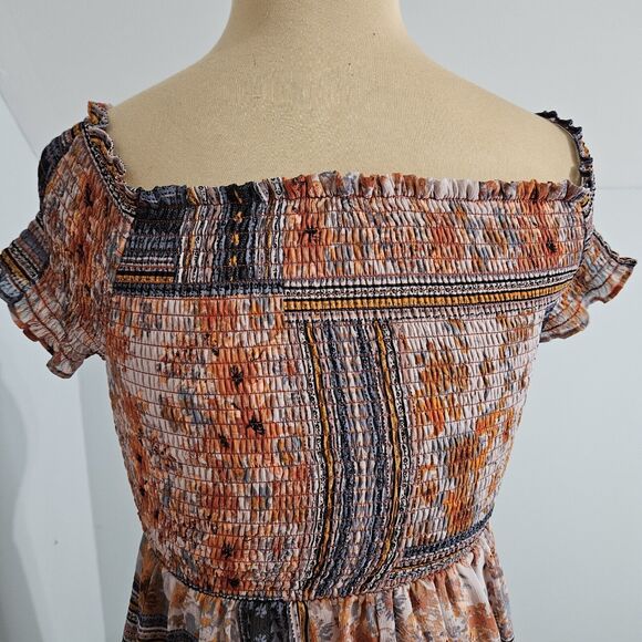 Xhilaration Dress Womens Small Multicolor Maxi Boho Casual Off The Shoulder - Picture 11 of 16